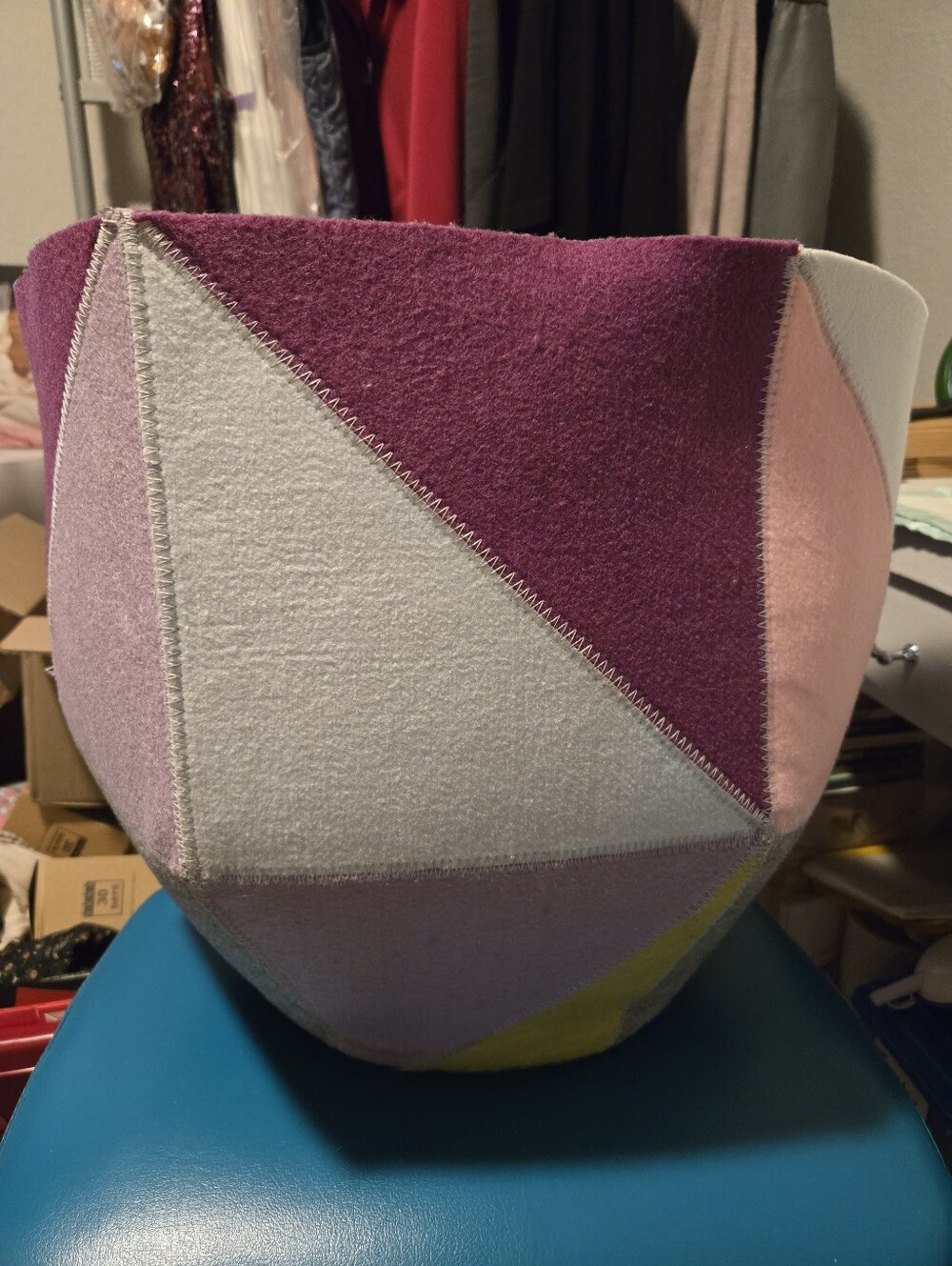 Crate And Kids Land Of Nod Felt Large Geometric Storage Basket.